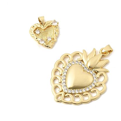 Латунные микро проложить кубического циркония подвески, сердце прелести, долговечный, стойки покрытие, без свинца и без кадмия