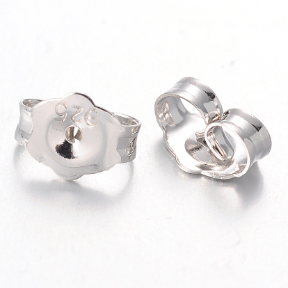 Sterling Silver Ear Nuts, 5x6x3mm, Hole: 0.5mm