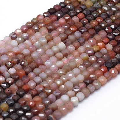 Natural Multi-Color Agate Beads Strands, Faceted, Dyed, Square