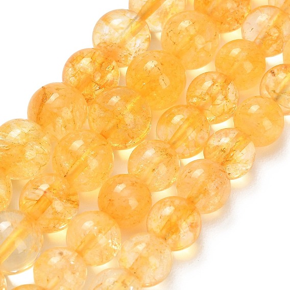 Природный желтый кварц нитей бисера, круглые, окрашенные