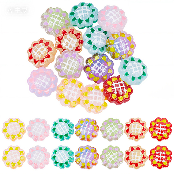 21 шт. 7 цветные стеклянные эмалевые бусины, бусины ручной работы, подсолнечник