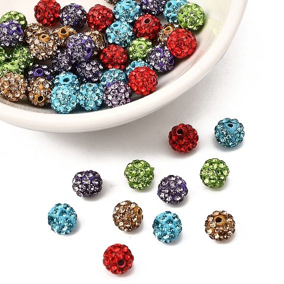 Pave disco бусины, Бусины со стразами, полимерная глина , класс А, круглые, 6 мм, отверстие : 0.8 мм