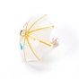 Resin Pendants, with Golden Iron Findings, 3D Umbrella