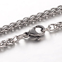 304 Stainless Steel Wheat Chain Necklaces, with Lobster Claw Clasps