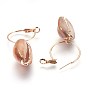 Brass Hoop Earrings, Dangle Earrings, with Cowrie Shell