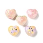 Printed Acrylic Beads, Heart with Bowknot & Cherry & Guava Pattern