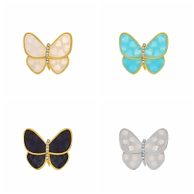 Butterfly Shell Pins, Alloy Rhinestone Brooch for Backpack Clothes