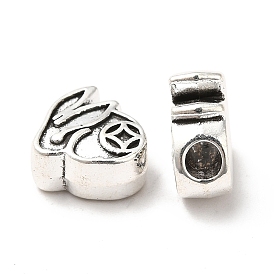 Tibetan Style Alloy Beads, Rabbit with Coin Pattern