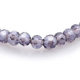 Nacrés verre plaqué facettes perles d'espacement rondes brins, 3mm, Trou: 1mm, Environ 100 pcs/chapelet, 11.5 pouce