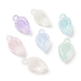 Transparent Frosted Acrylic Pendants, AB Color Plated, Leaf Charm
