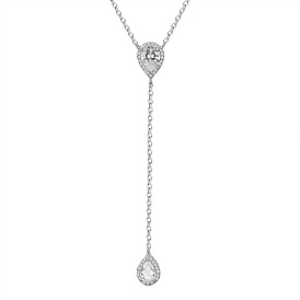 SHEGRACE 925 Sterling Silver Pendant Necklaces, with Grade AAA Cubic Zirconia, Drop