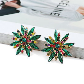 Colorful Crystal Flower Earrings for Women - Sweet, Luxurious and Cute Jewelry Accessories