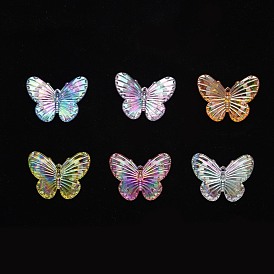 Гальванические акриловые подвески, с покрытием AB цвета, бабочка