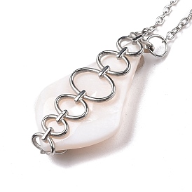 Shell Pendant Necklaces, with 304 Stainless Steel Cable Chain and 201 Stainless Steel Lobster Claw Clasps