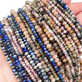 Natural Mixed Gemstone Beads Strands, Faceted, Rondelle, Mixed Dyed and Undyed