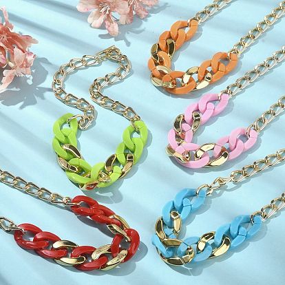Acrylic & Aluminum Curb Chain Necklace
