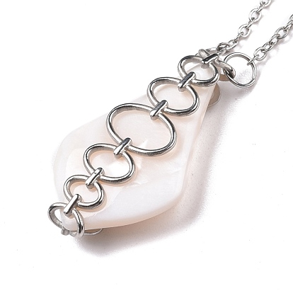 Shell Pendant Necklaces, with 304 Stainless Steel Cable Chain and 201 Stainless Steel Lobster Claw Clasps