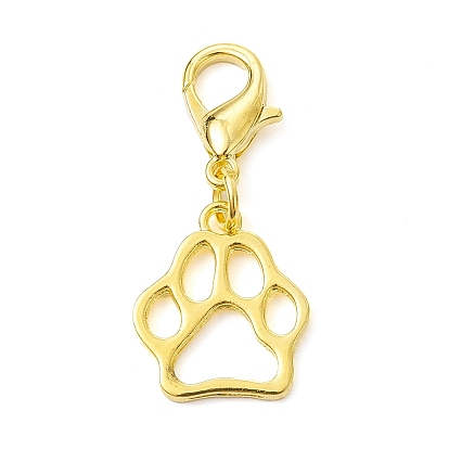 Alloy Pendant Decorations, with Zinc Alloy Lobster Claw Clasps, Cadmium Free & Lead Free, Bear Paw Prints