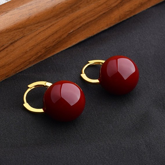 Круглые латунные эмалевые серьги-кольца для женщин