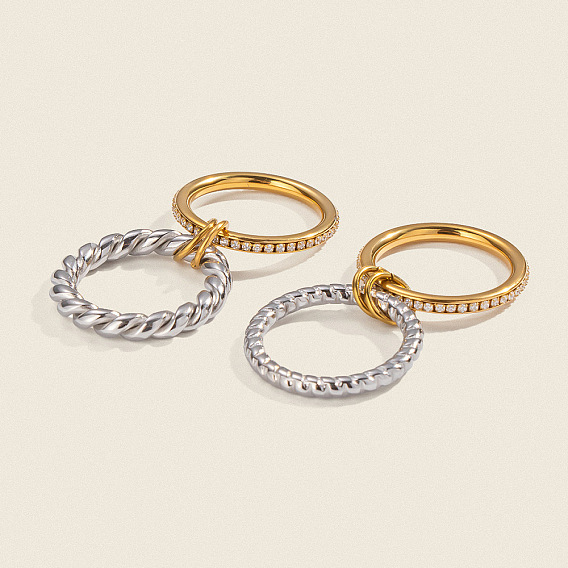 304 двухслойные кольца из нержавеющей стали для женщин, штабелируемые кольца