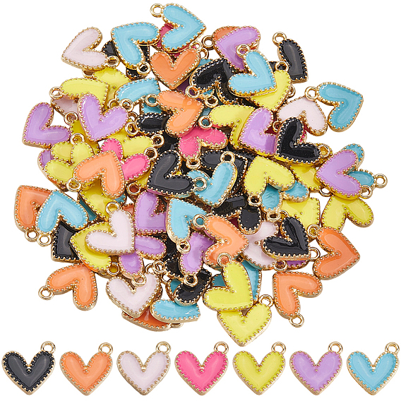 100Шармы из сплава эмали, без кадмия, без никеля и без свинца, золотой свет, шарма сердца