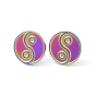 Ion Plating(IP) 304 Stainless Steel Stud Earring for Women, Yin Yang