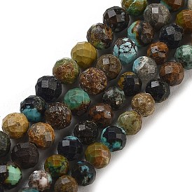 Natural HuBei Turquoise Beads Strands, Faceted, Round