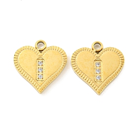 Vacuum Plating 304 Stainless Steel Charms, with Crystal Rhinestone, Heart Charms