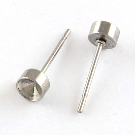 201 Stainless Steel Stud Earring Settings, with 304 Stainless Steel Pins