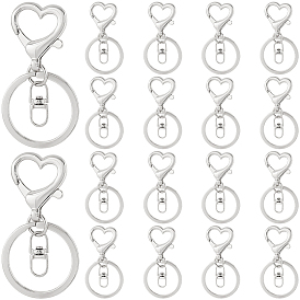 20 шт. застежки для брелков из цинкового сплава, сердце