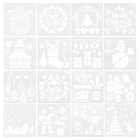 16 Sheets 16 Style PET Drawing Stencil, Drawing Scale Template, For Christmas DIY Scrapbooking, Square