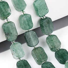 Натуральный зеленый клубника кварц бисер нити, с бисером, прямоугольные