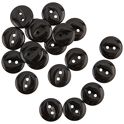 100шт 2-отверстие смоляные кнопки, плоско-круглые