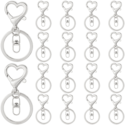 20 шт. застежки для брелков из цинкового сплава, сердце