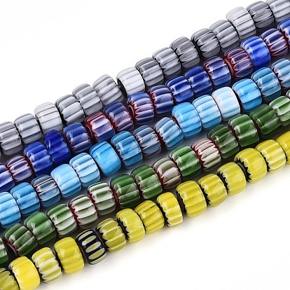 Нити из стеклянных бусин в форме шеврона, выполненные вручную в технике миллефиори., баррель