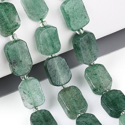 Натуральный зеленый клубника кварц бисер нити, с бисером, прямоугольные
