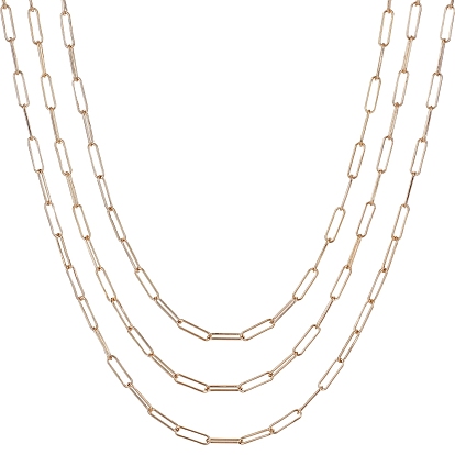 Brass Round Oval Paperclip Chain Necklace Making, with Lobster Claw Clasps