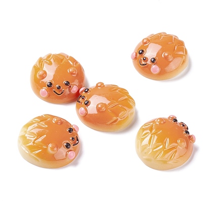 Autumn Theme Resin Cabochons, Hedgehog Bread