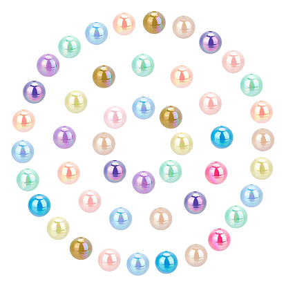 144Pcs 12 Colors Opaque Acrylic Beads, AB Color Plated, Round