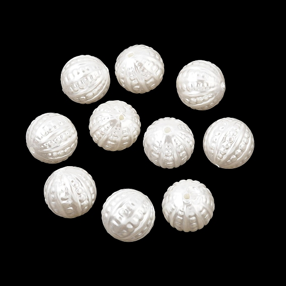 ABS Plastic Imitation Pearl Beads, Carved Round