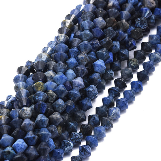 Sodalites naturelles brins de perles, facette, Toupie