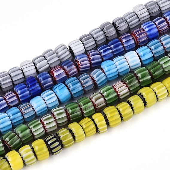 Нити из стеклянных бусин в форме шеврона, выполненные вручную в технике миллефиори., баррель