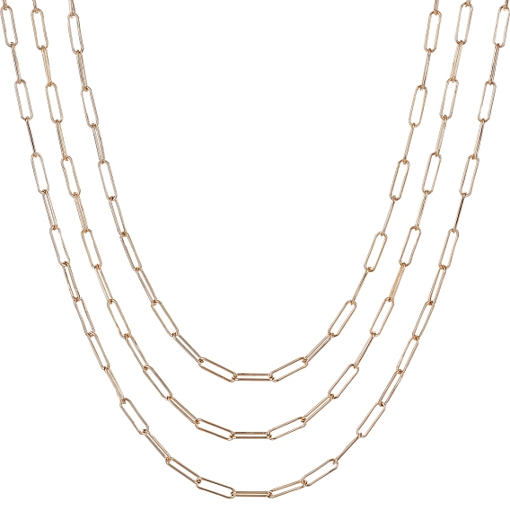 Brass Round Oval Paperclip Chain Necklace Making, with Lobster Claw Clasps