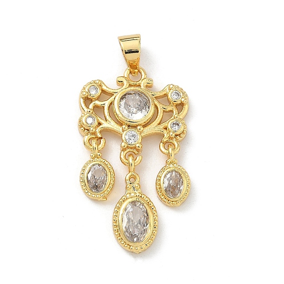 Латунные микро проложить кубического циркония подвески, тройные овальные подвески-слезинки, долговечный, стойки покрытие, без свинца и без кадмия