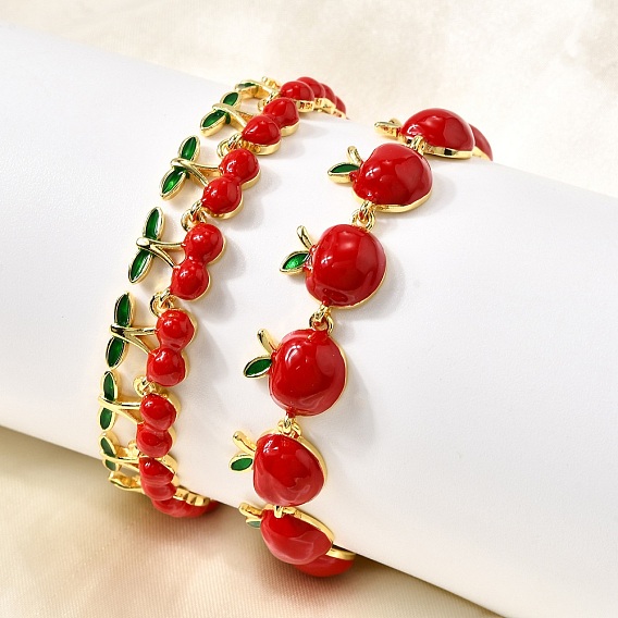 Латунь эмаль ссылка браслеты, стойки покрытие, долговечный, без свинца и без кадмия, реальный 18 k позолоченный