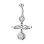 Piercing-Schmuck, kubischer Zirkiona-Nabelring aus Messing, Bauchringe, mit 304 Edelstahlleiste, Bleifrei und cadmium frei, Flügel