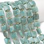 Природных амазонит бисер нитей, квадратный, граненые, с бисером