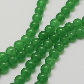 Natural White Jade Beads Strands, Round, Dyed