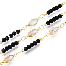 Латунные цепочки с кубическим цирконием в форме конского глаза, с кристаллом, пайки, с катушкой, золотые