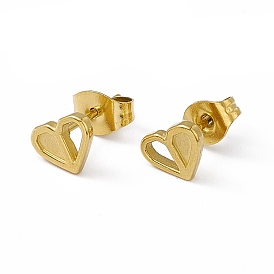 Vacuum Plating 304 Stainless Steel Tiny Heart Stud Earrings for Women